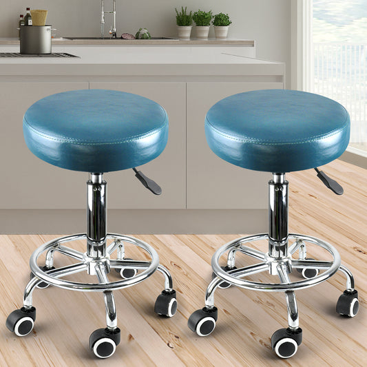 Set of 2 Swivel Salon Barstool Hairdressing Stool Barber Chair Equipment Beauty Teal
