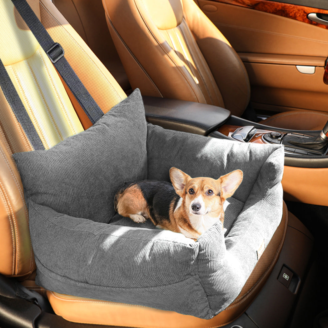 Pet Car Booster Seat Dog Protector Portable Travel Bed Removable Grey M - Grey Medium