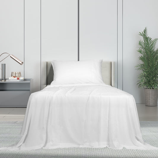 SINGLE 3-Piece 100% Bamboo Bed Sheet Set - White