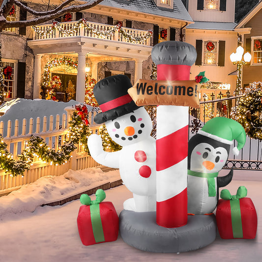 Snowman Pole Christmas Inflatable Xmas Decorations - 1.8M