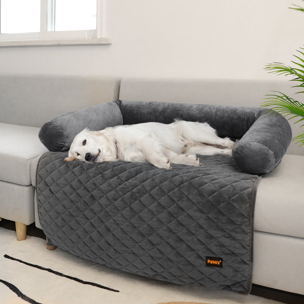 Kids Pet Protector Sofa Cover Dog Cat Waterproof Couch Cushion Slipcovers - Grey Large