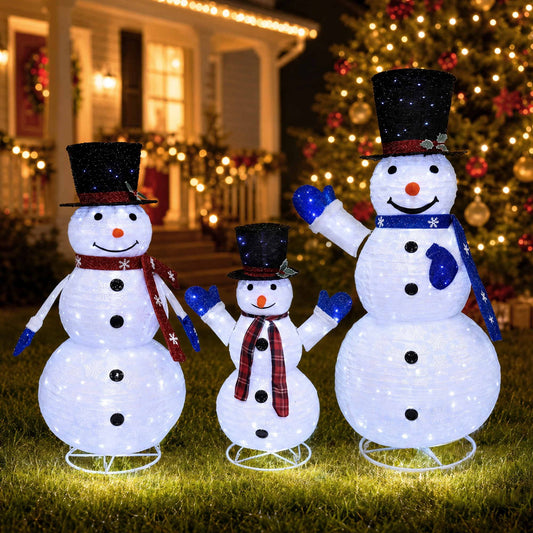 3-Pieces Christmas Lights 330 LED Fairy Light Snowman Decorations