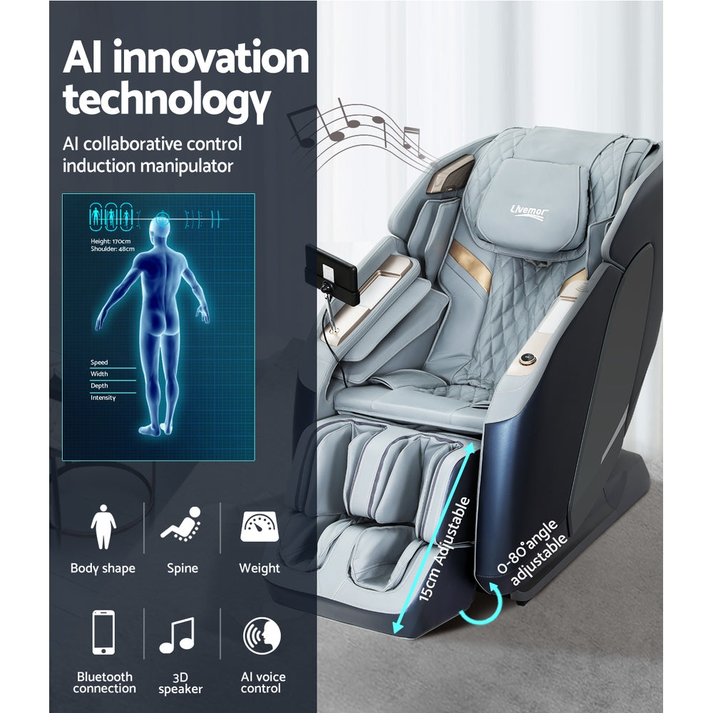 Hector 4D Massage Chair Electric Recliner Double Core Mechanism Massager - Grey