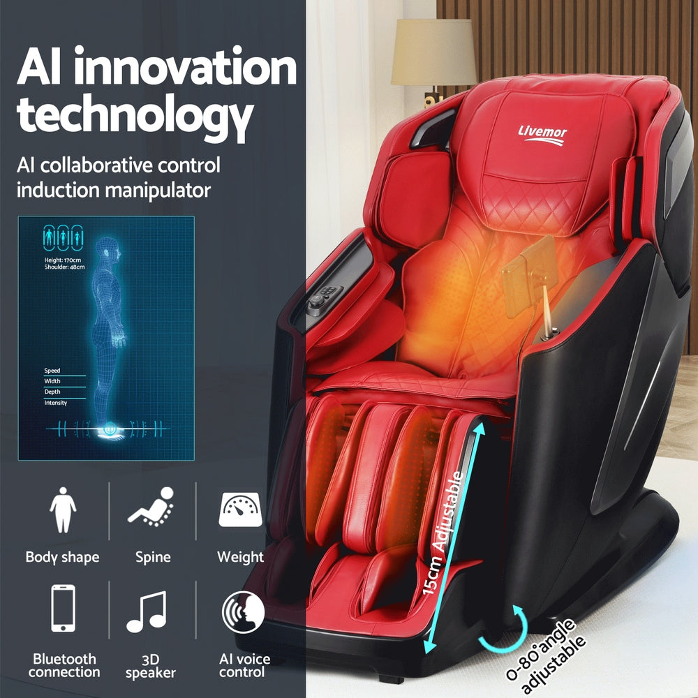 Baldur 4D Massage Chair Electric Recliner Home Massager - Red