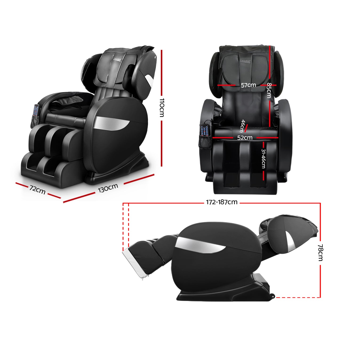 150W Electric Massage Chair - Black