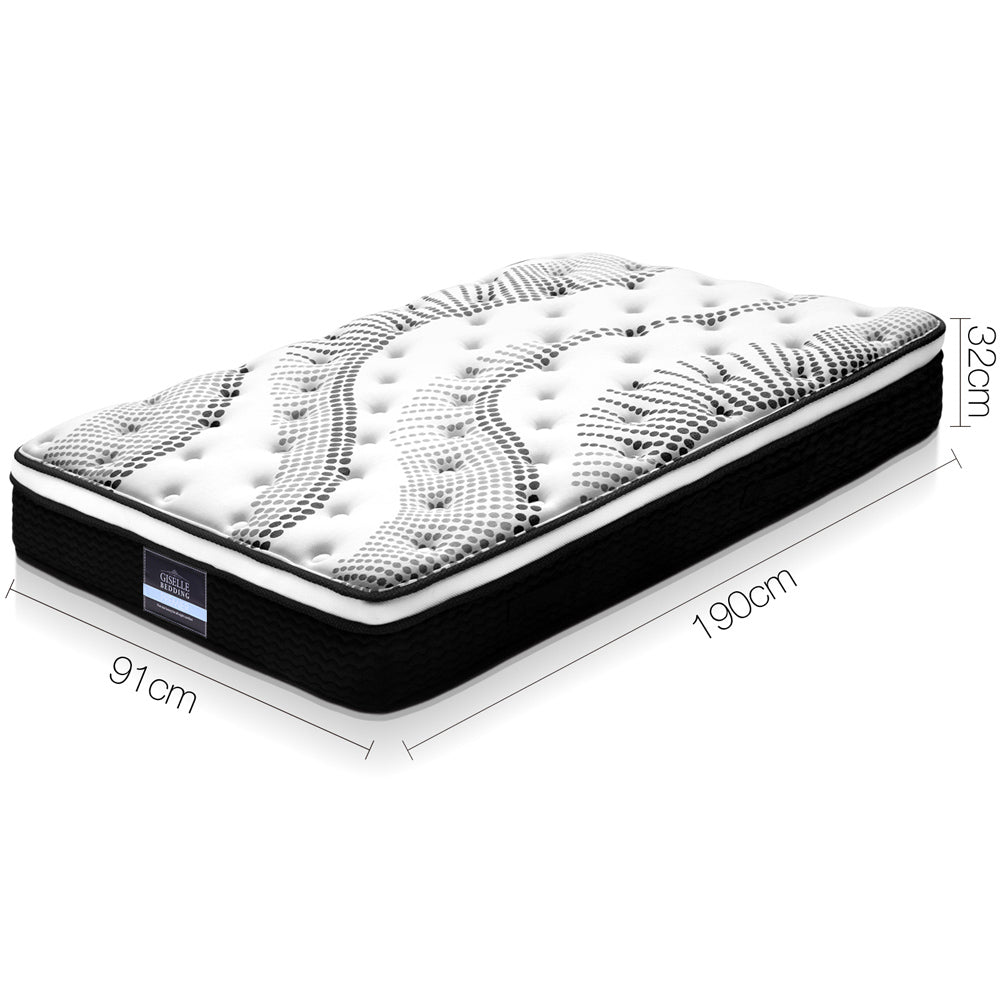 Obsidian Bed & Mattress Package with 32cm Mattress - White Single