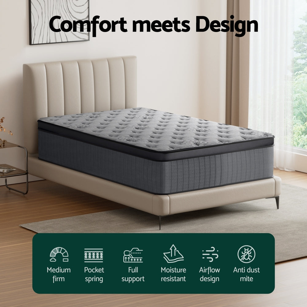 Zayden 34cm Euro Top Mattress - King Single