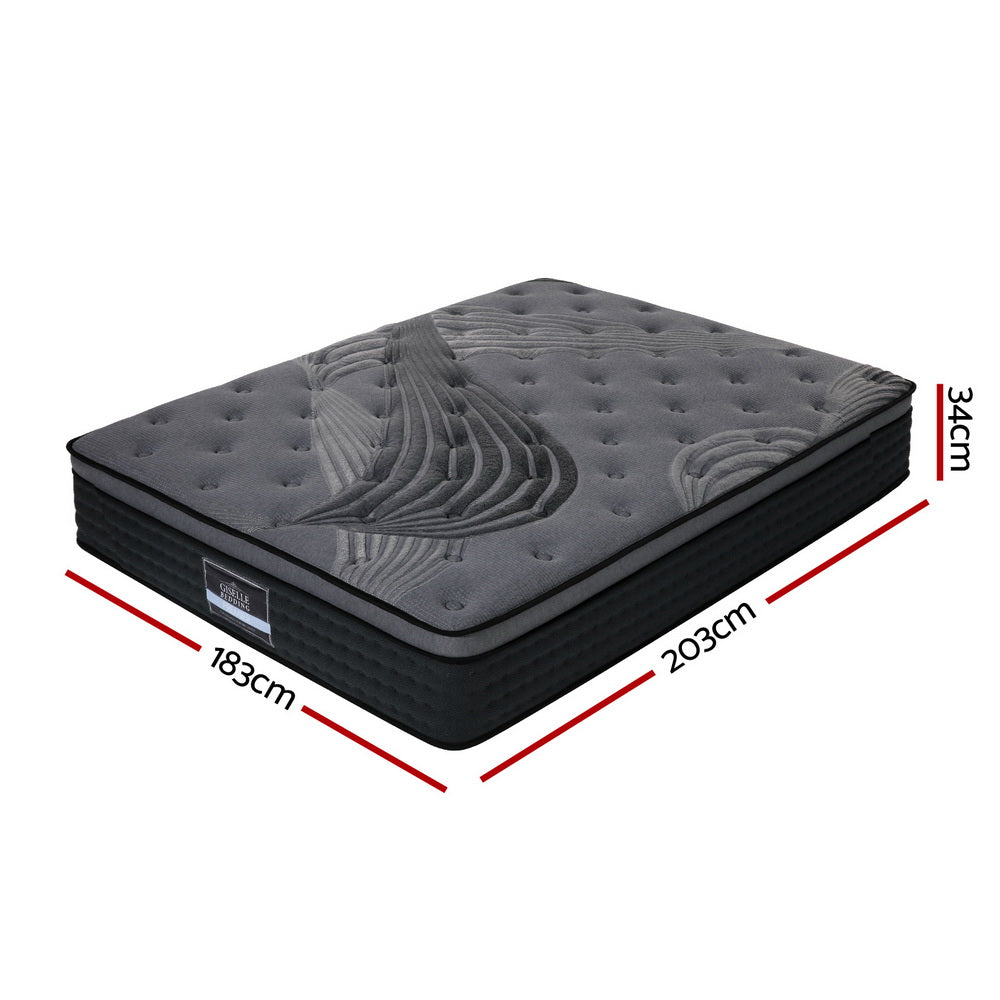 Prehnite Bed & Mattress Package with 34cm Black Mattress - Black King