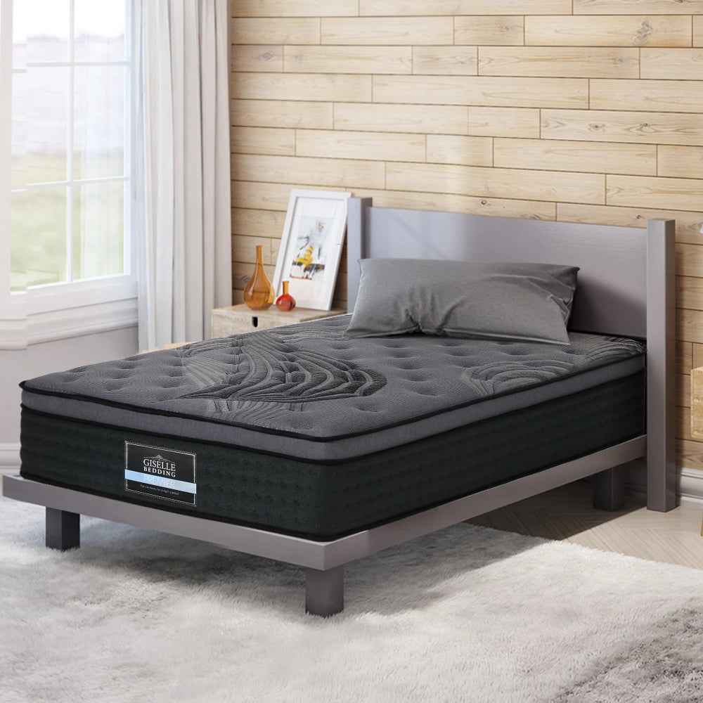 Topaz Bed & Mattress Package with 34cm Mattress House Design with Trundle - Grey Single