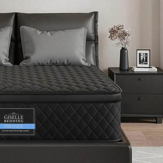Aven 34cm Mattress Euro Top with 5-Zone Pocket Spring Support Black - Double