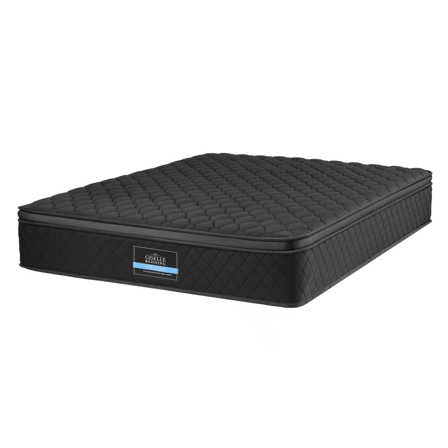 Aven 34cm Mattress Euro Top with 5-Zone Pocket Spring Support Black - Queen