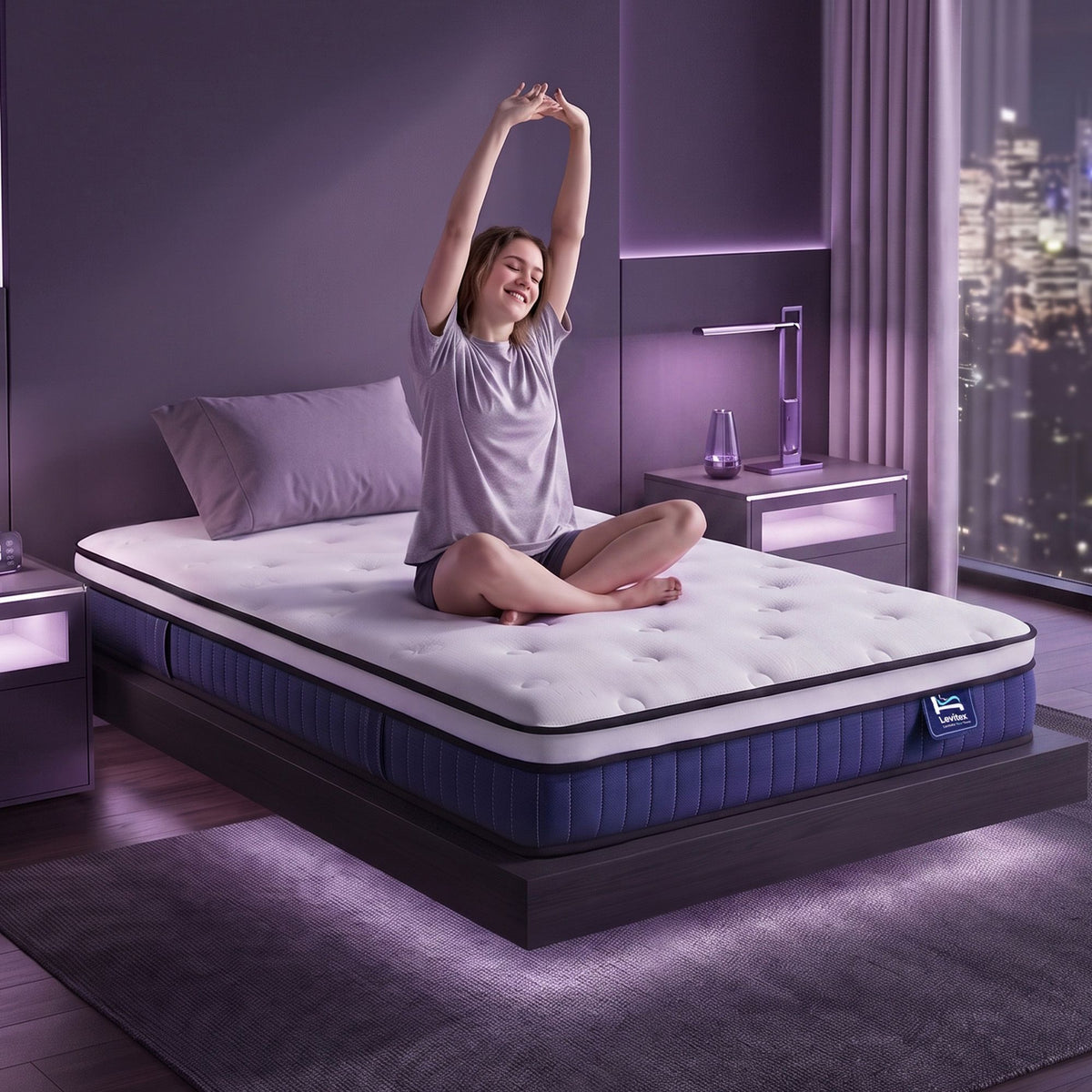Veda 23cm Mattress With Pocket Spring & Cooling Gel Foam Medium-Firm Full-Body Support - Single