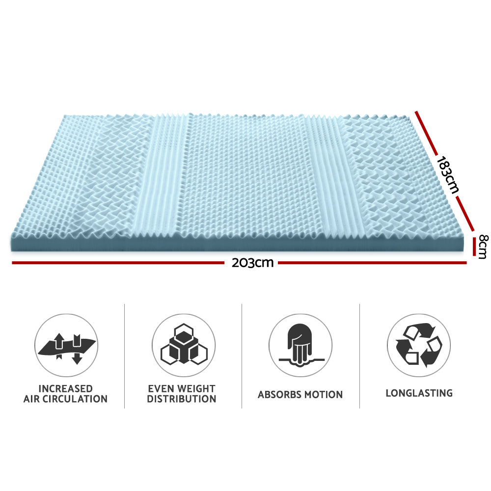 King Giselle Bedding Memory Foam Mattress Topper 7-Zone 8cm
