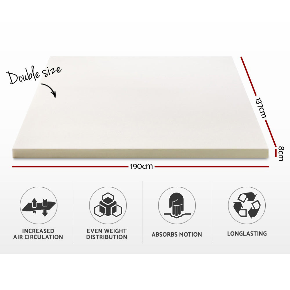 Double Giselle Bedding Memory Foam Mattress Topper 8cm