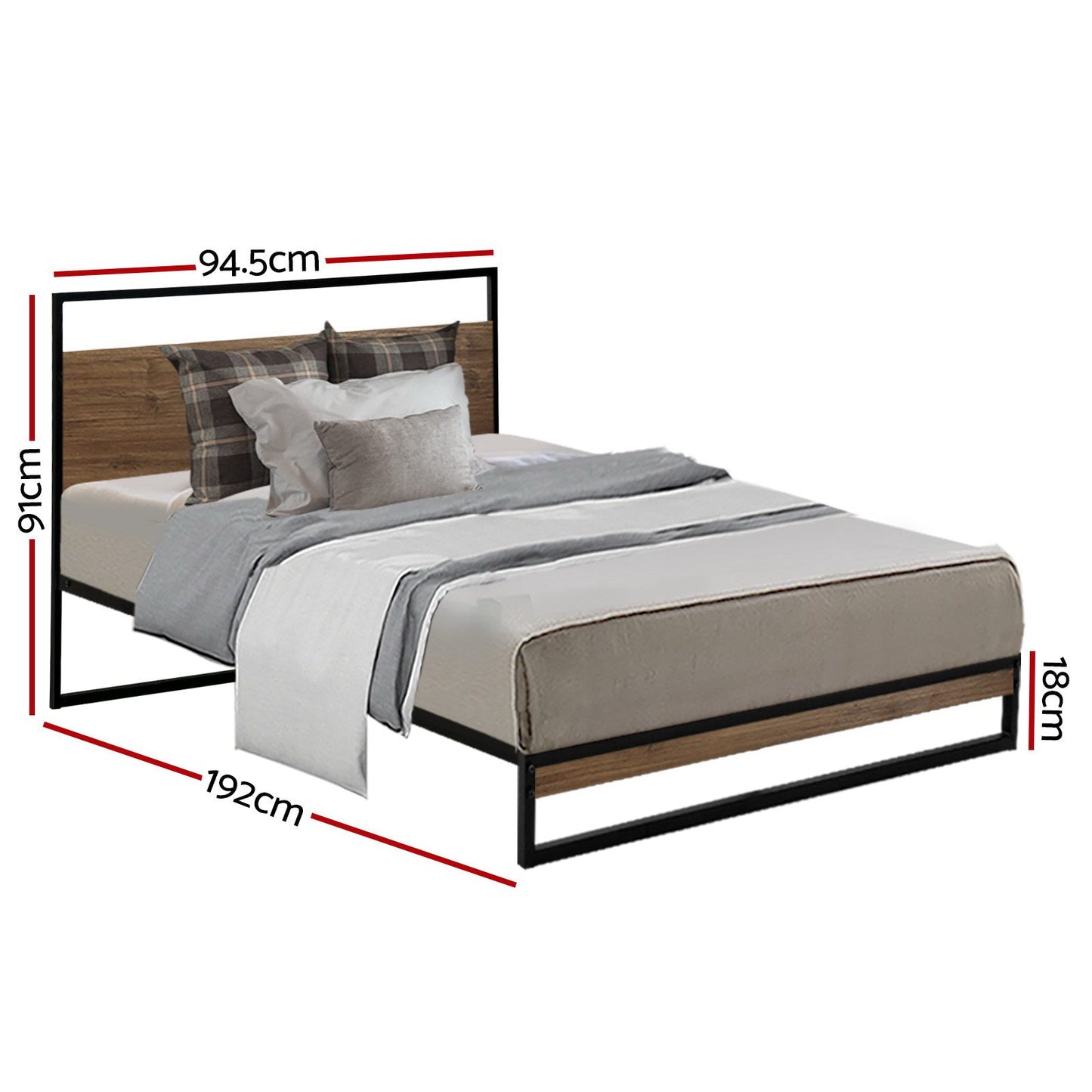 Neptune Bed & Mattress Package with 34cm Mattress - Black Single