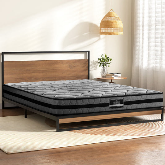 Neptune Bed & Mattress Package with 22cm Mattress Metal Frame - Black Queen