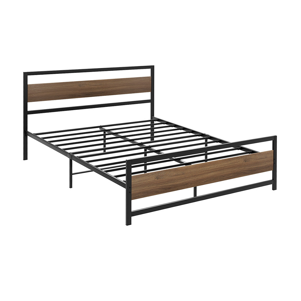 Kunzite Bed & Mattress Package with 34cm Black Mattress no Drawers - Black Double