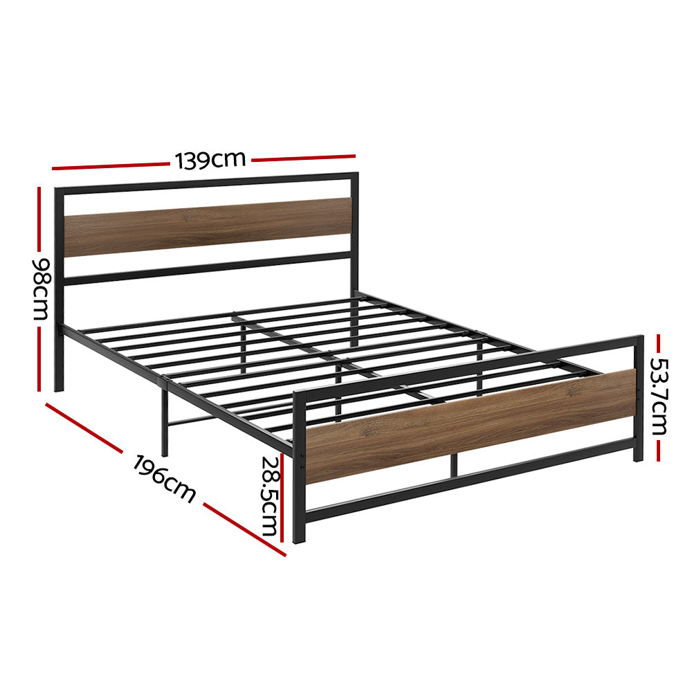 Kunzite Bed & Mattress Package with 34cm Black Mattress no Drawers - Black Double
