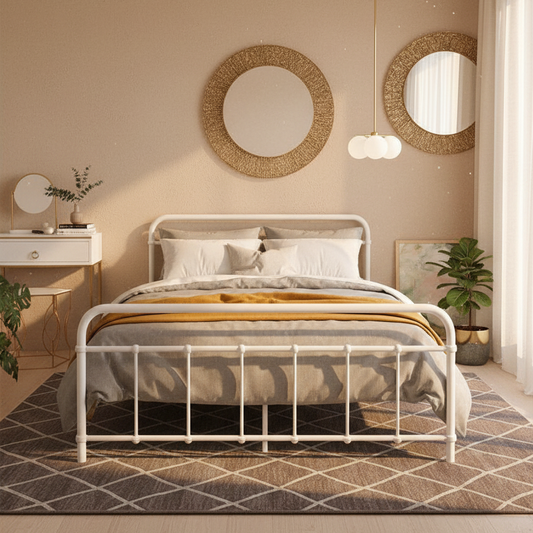 Kyoto White Metal Bed Frame - Double