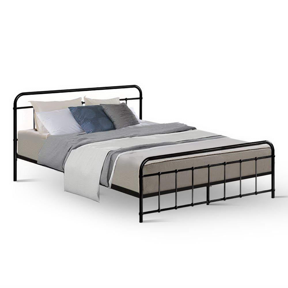 Jupiter Bed & Mattress Package with 34cm Black Mattress - Black Queen