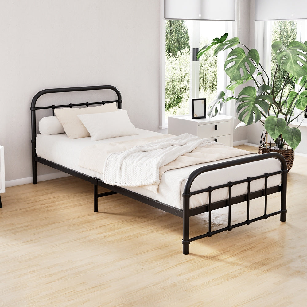 Jupiter Bed & Mattress Package with 31cm Mattress - Black Single