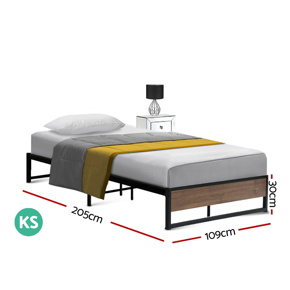 Bronzite Bed & Mattress Package with 22cm Mattress - Black King Single