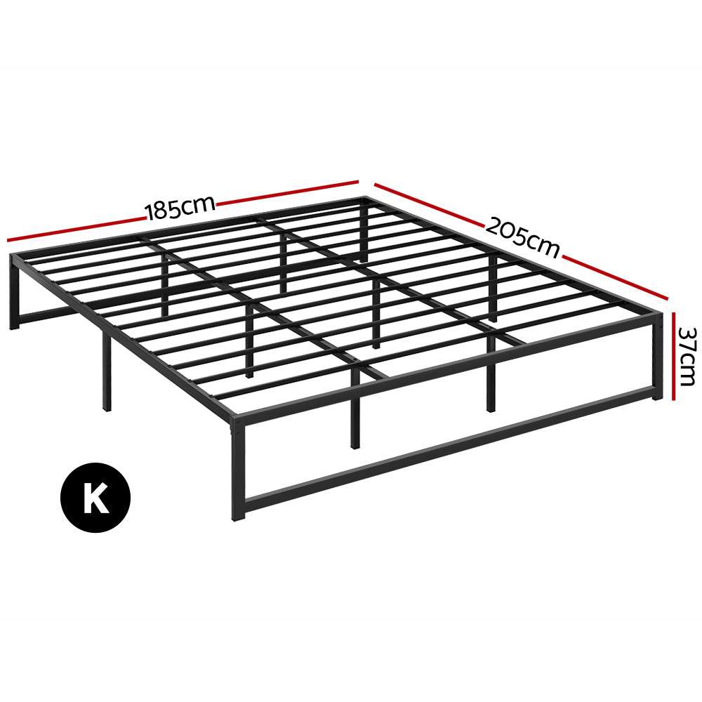 Prehnite Bed & Mattress Package with 34cm Black Mattress - Black King