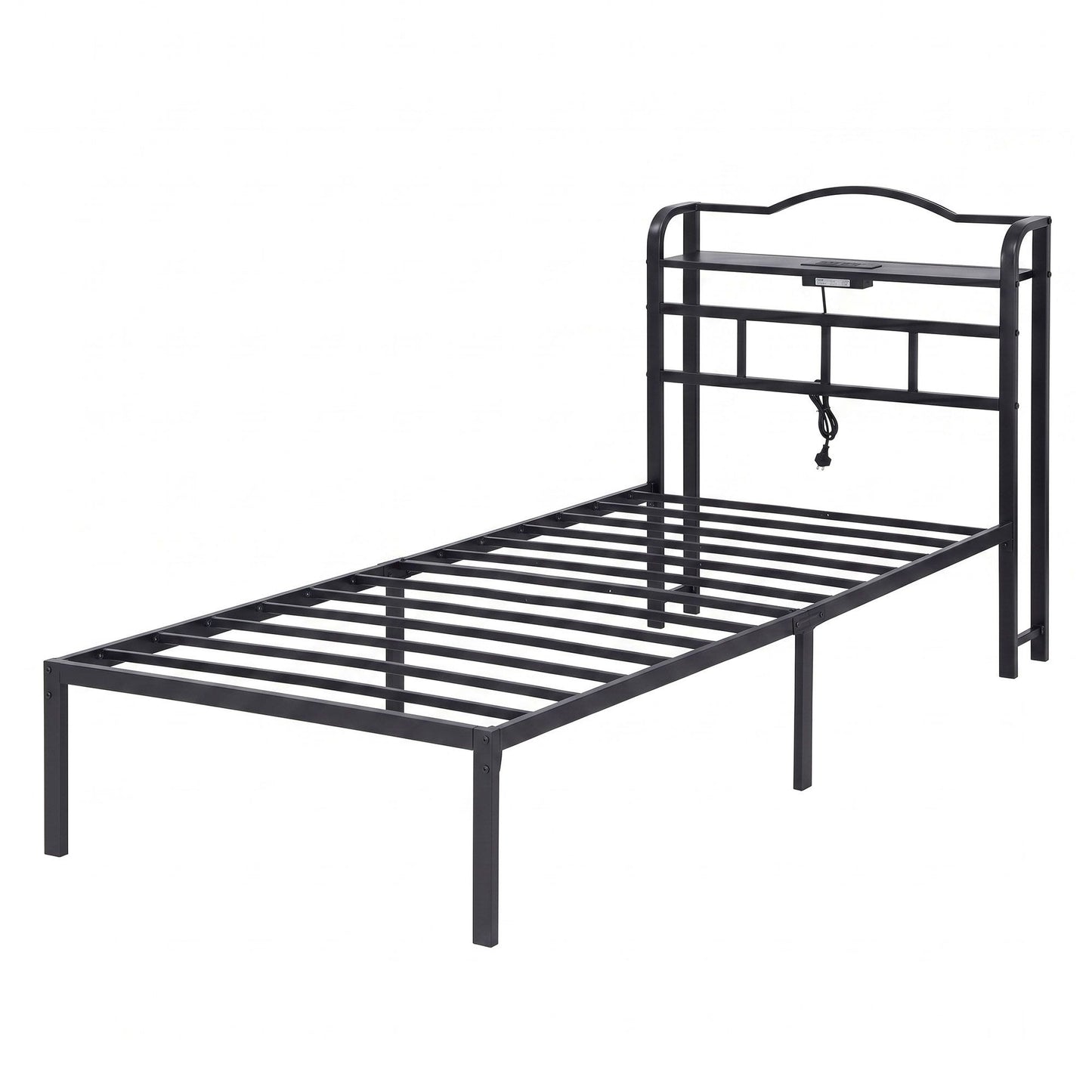 Restelle Bed Frame with Charging Station - Black Single
