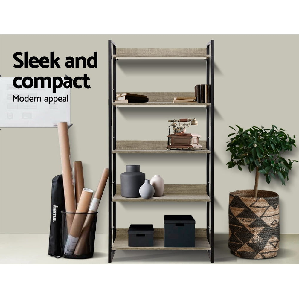Artiss Bookshelf 5 Tiers - Noe Black And Oak