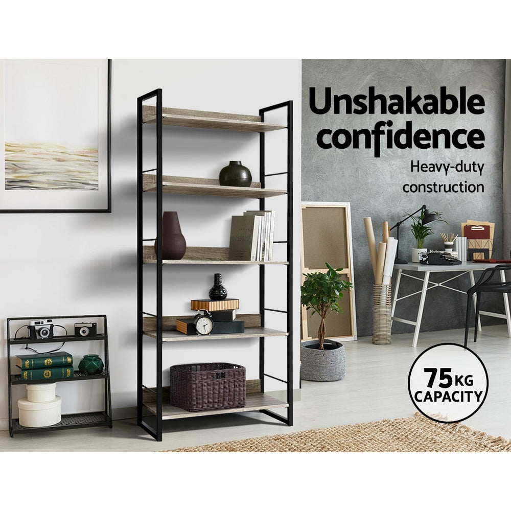 Artiss Bookshelf 5 Tiers - Noe Black And Oak