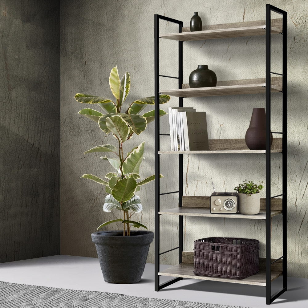 Artiss Bookshelf 5 Tiers - Noe Black And Oak