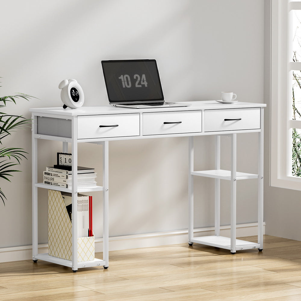 Artiss Computer Desk Drawer Shelves Study Table 120cm White
