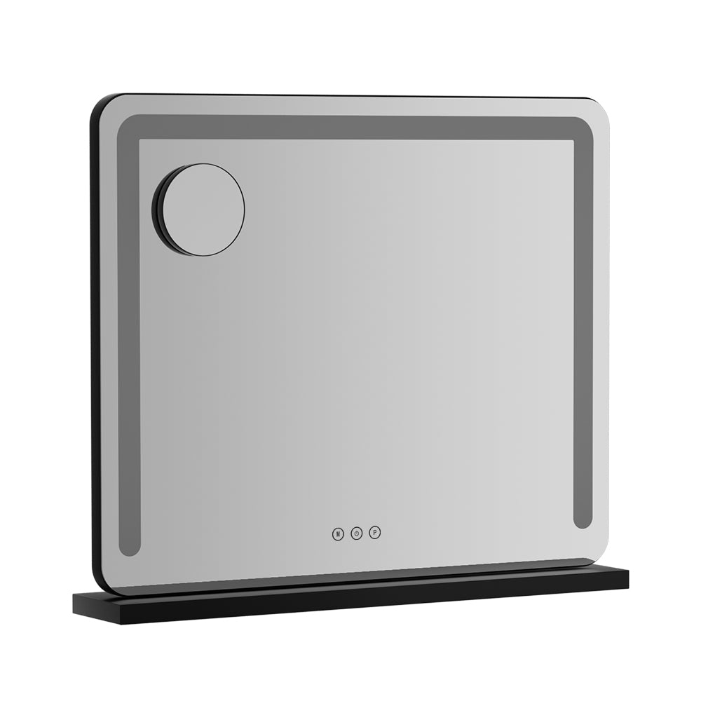 Makeup Mirror 60x50cm Hollywood Vanity with LED Light Tabletop - Black