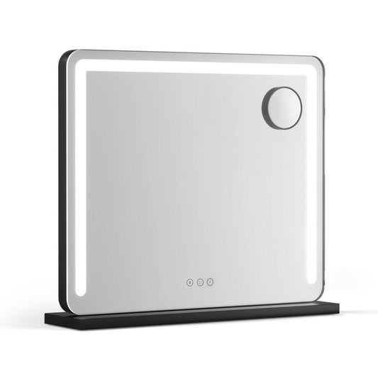 Makeup Mirror 60x50cm Hollywood Vanity with LED Light Tabletop - Black