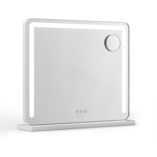 Makeup Mirror 60x50cm Hollywood Vanity with LED Light Tabletop - White