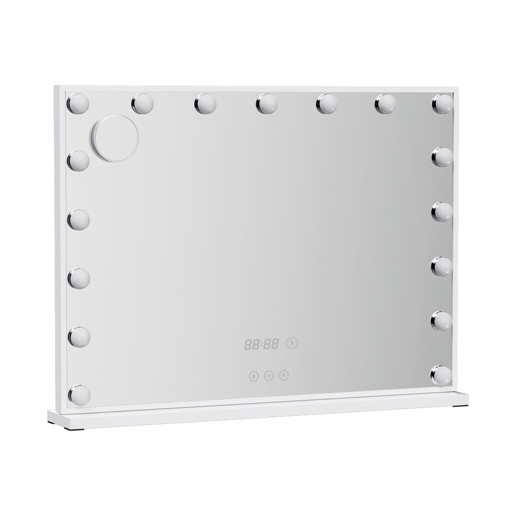Makeup Mirror 80x60cm Hollywood Vanity with LED Light Tabletop - White