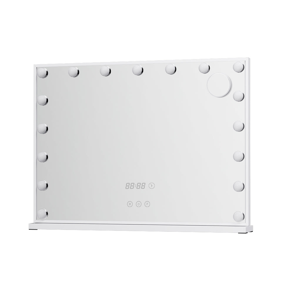 Makeup Mirror 80x60cm Hollywood Vanity with LED Light Tabletop - White