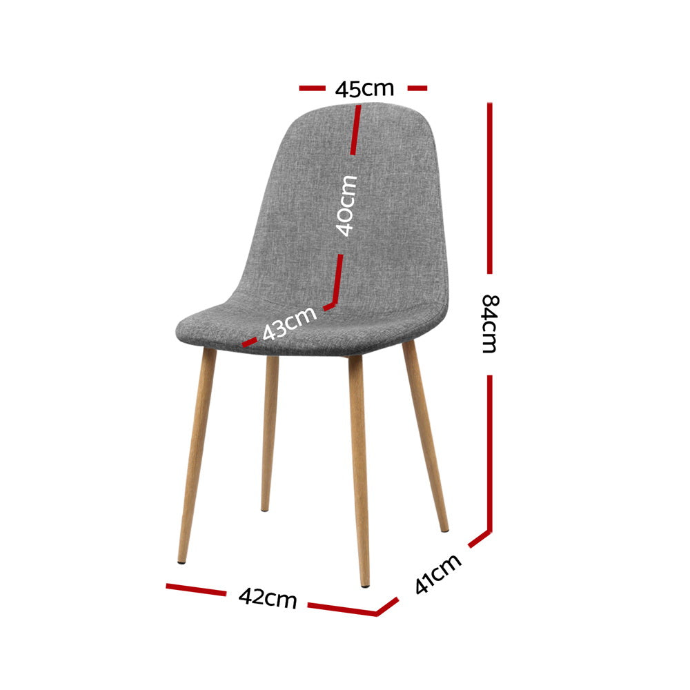Randy Set of 4 Dining Chairs Linen Curved Slope - Grey