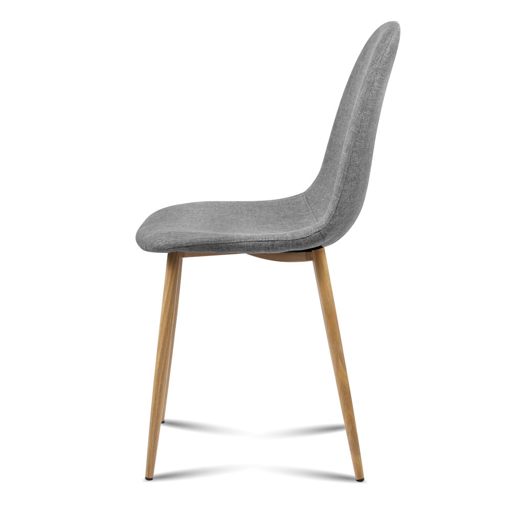 Randy Set of 4 Dining Chairs Linen Curved Slope - Grey