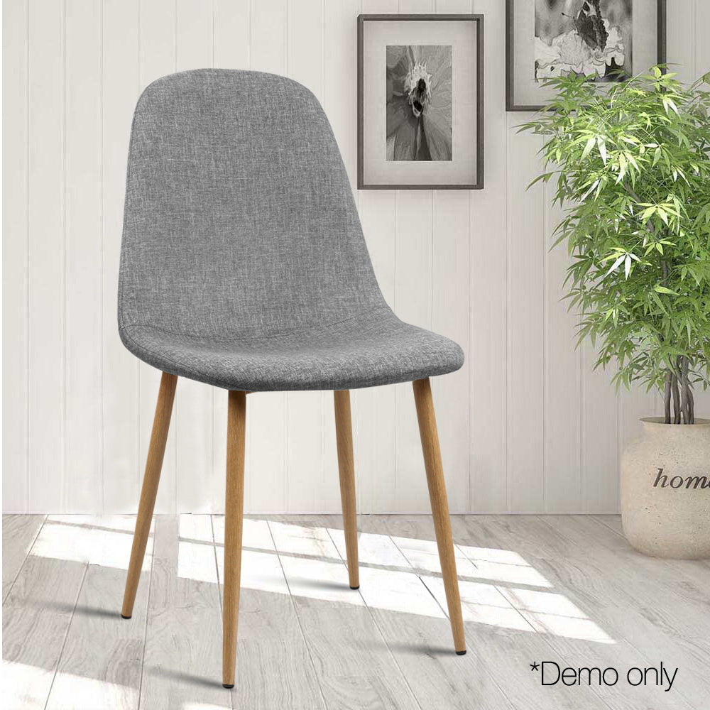 Randy Set of 4 Dining Chairs Linen Curved Slope - Grey