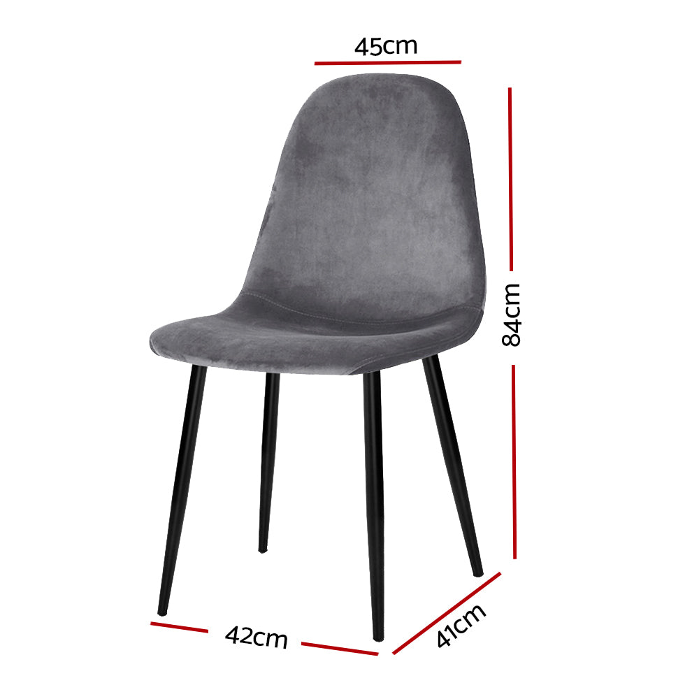 Randy Set of 4 Velvet Curved Slope - Grey
