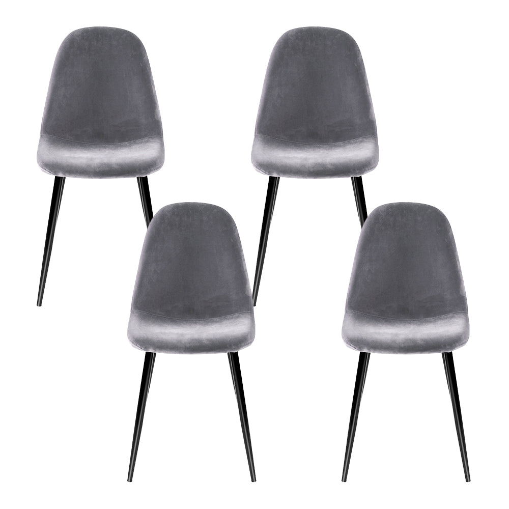 Randy Set of 4 Velvet Curved Slope - Grey