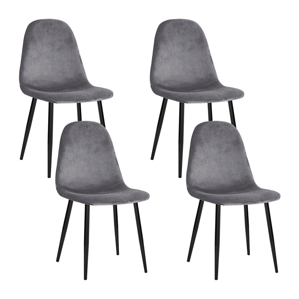 Randy Set of 4 Velvet Curved Slope - Grey