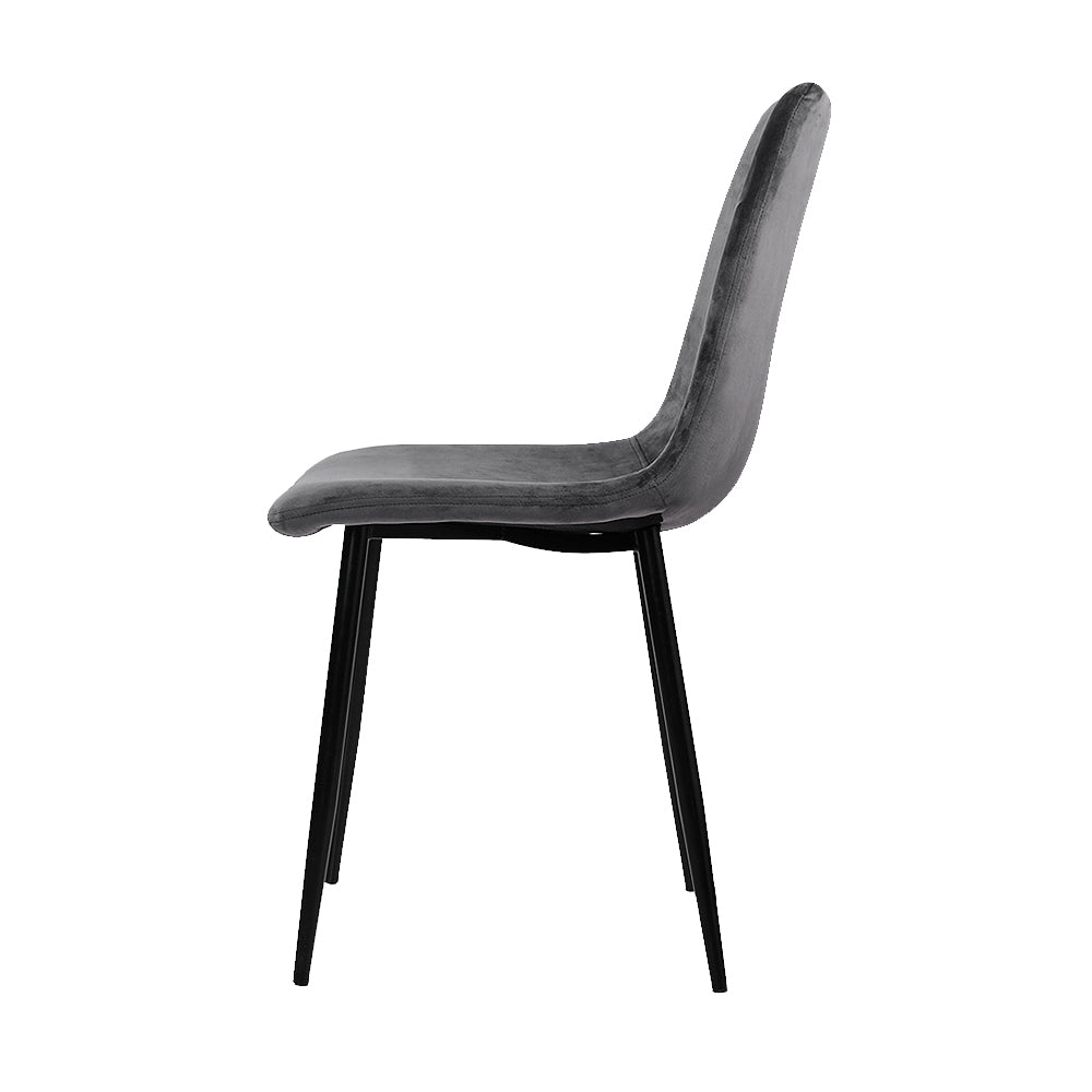 Ramsey Set of 4 Dining Chairs Velvet Horizontal Slope - Grey