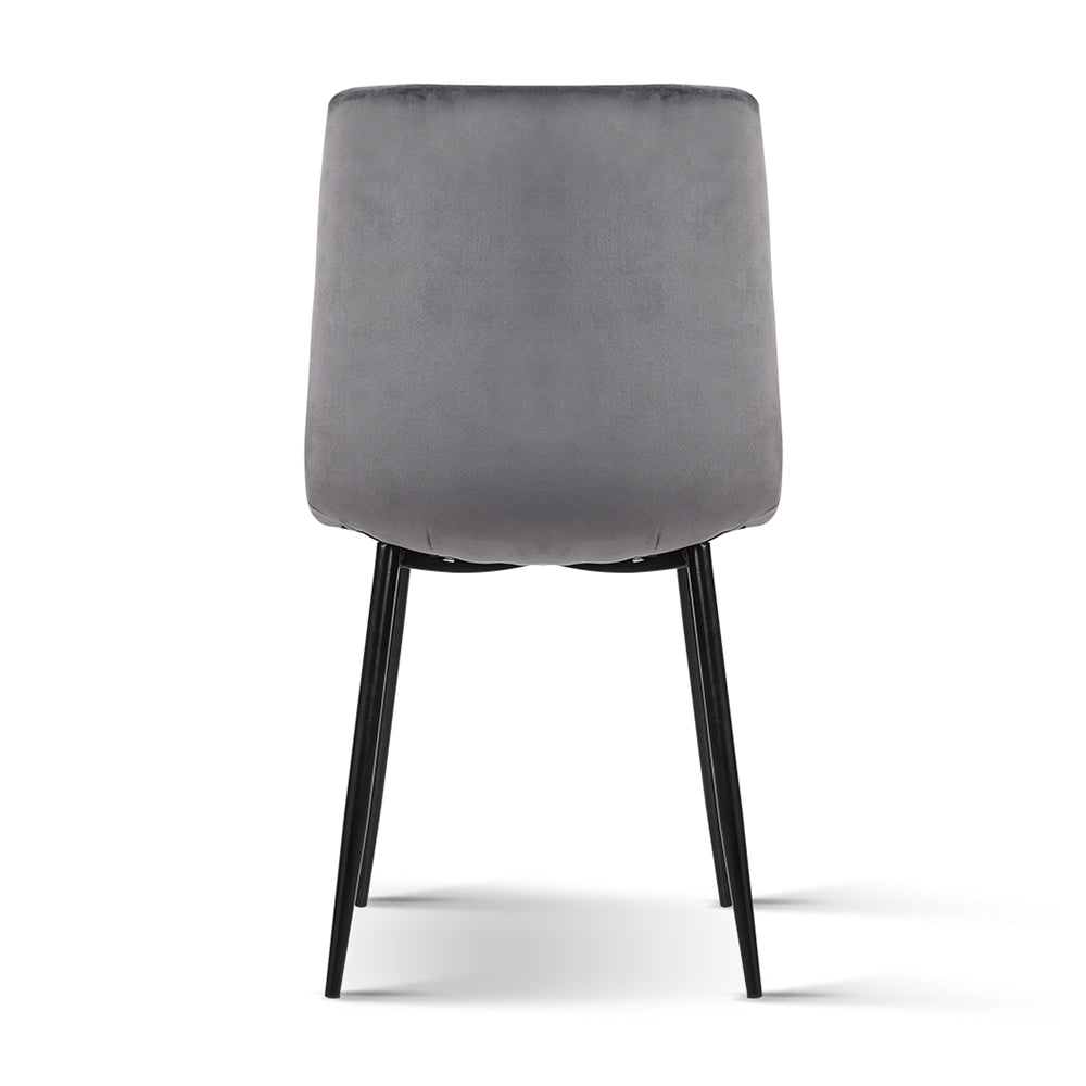 Ramsey Set of 4 Dining Chairs Velvet Horizontal Slope - Grey