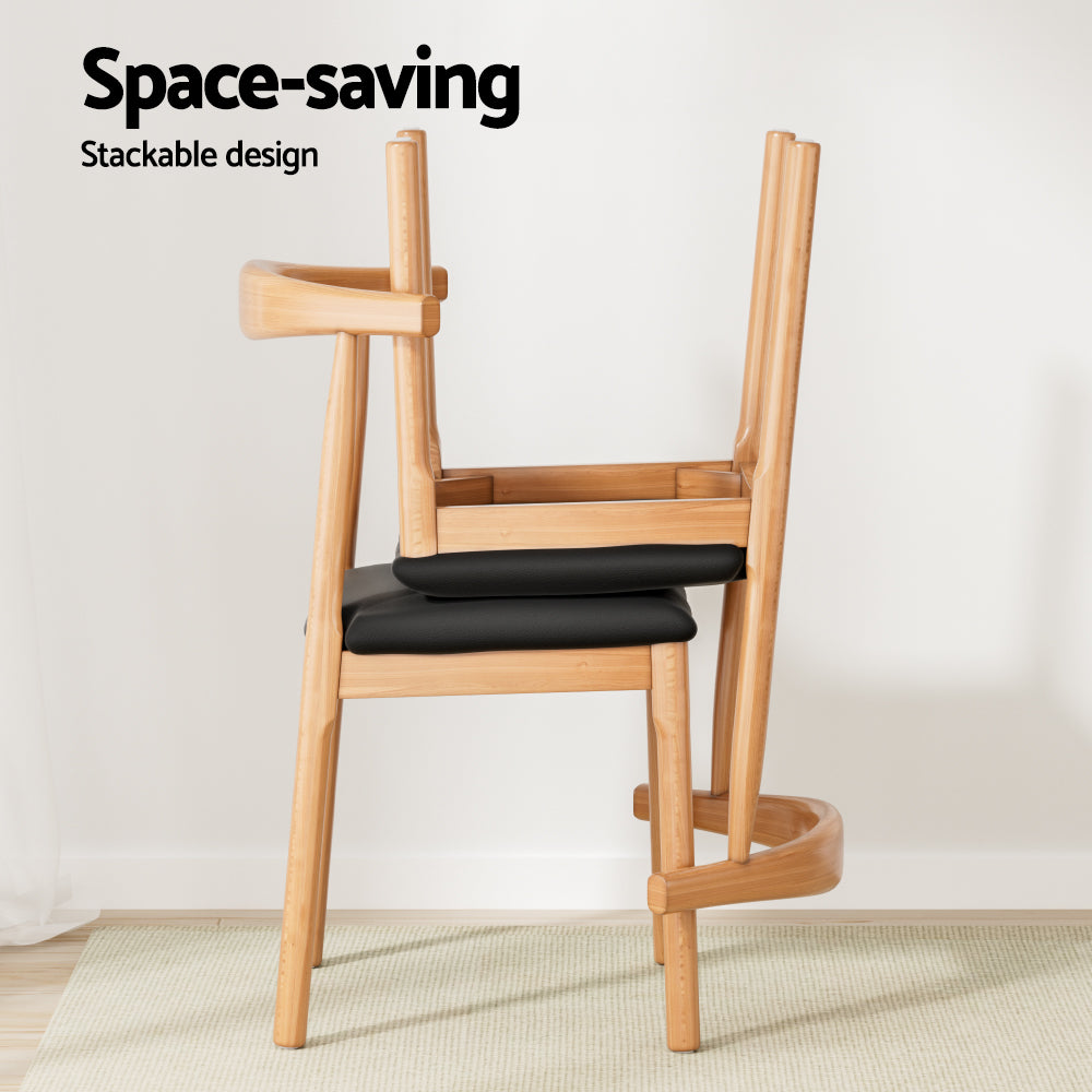 Esme Dining Chair Rubber Wood Leather Seat - Pine & Black