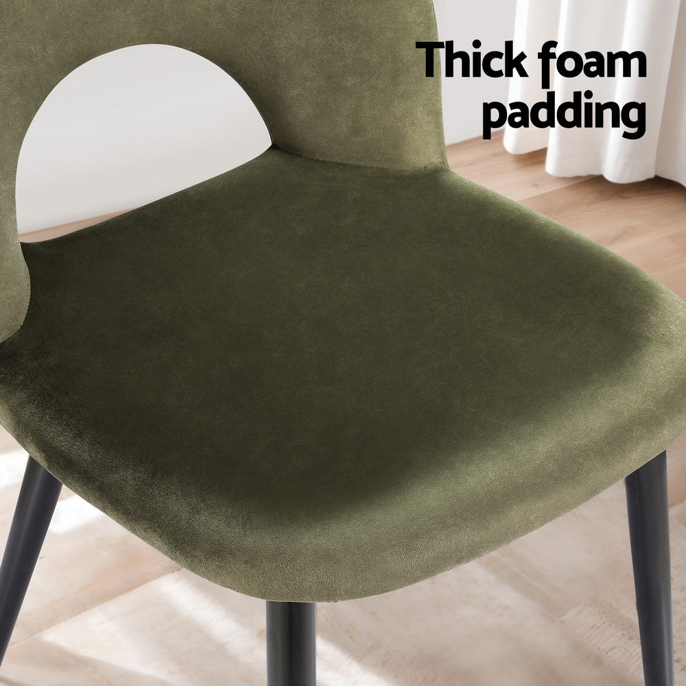 Rosie Set of 4 Dining Chairs Velvet Hollow - Green