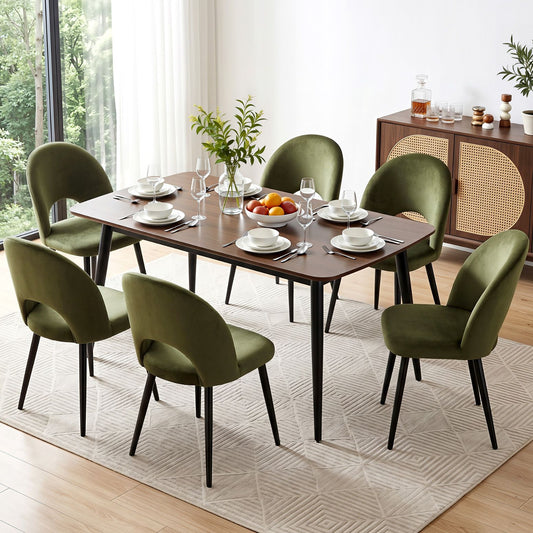 Rosie Set of 6 Dining Chairs Velvet Hollow - Green