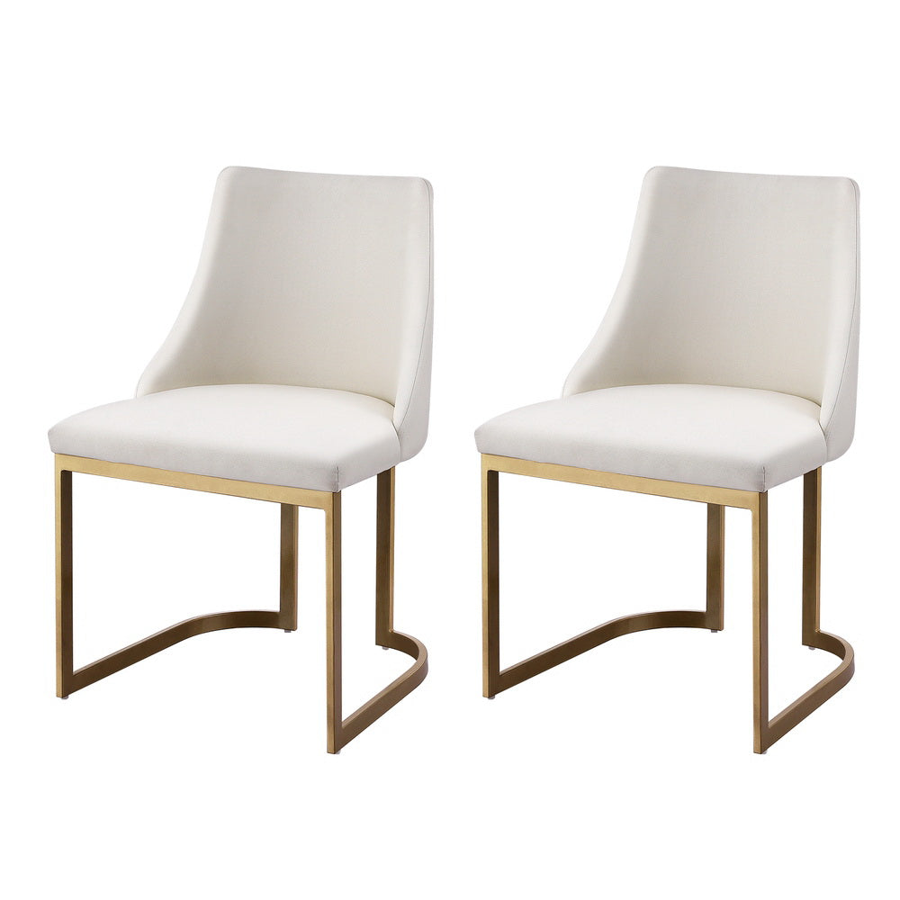 Isobel Set of 2 Dining Chairs Linen Fabric - Beige