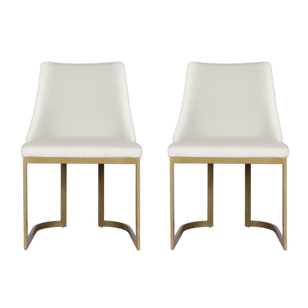 Isobel Set of 2 Dining Chairs Linen Fabric - Beige